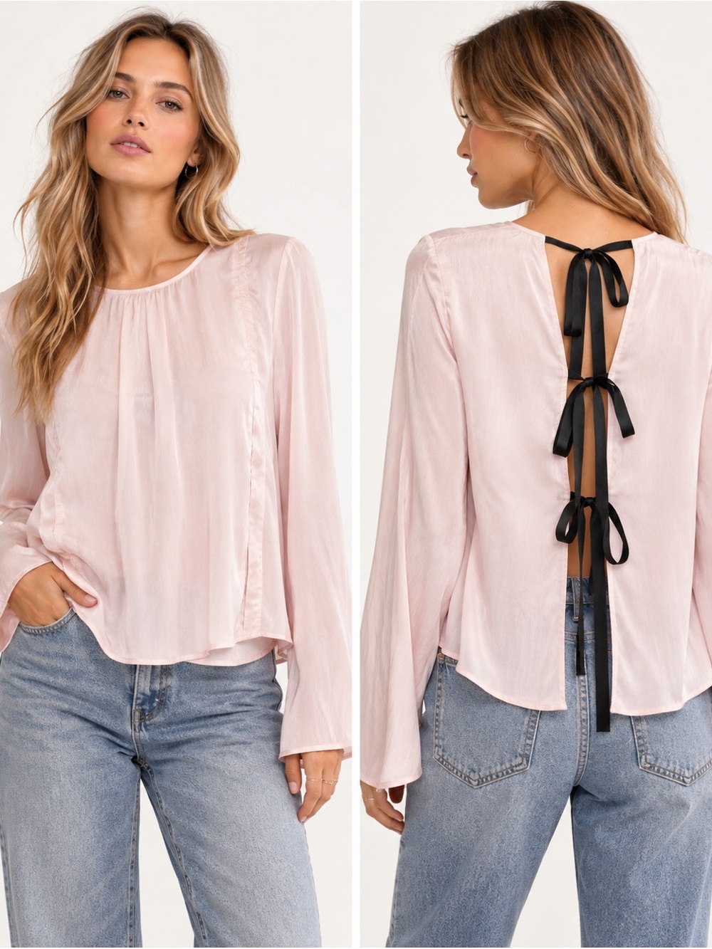 Free People Arabella Blouse Apple Blossom Pink Open Tie Back NWT S Coquette Boho